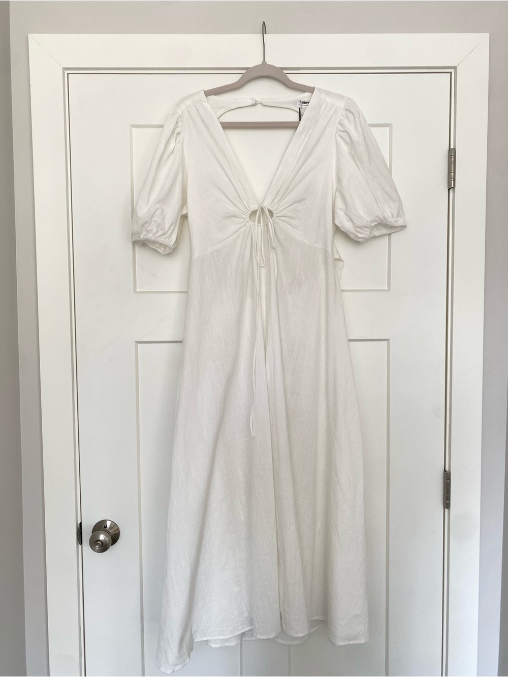 Showpo White Midi Dress with Front Tie Detail